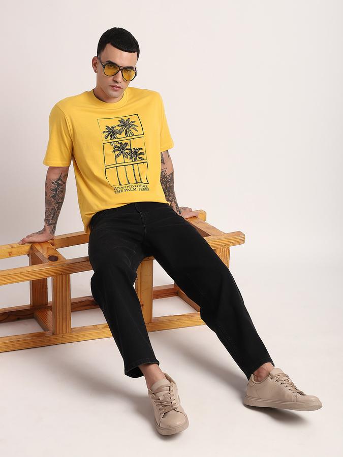 Men Cotton Relaxed Fit Crew Neck Graphic T-shirt