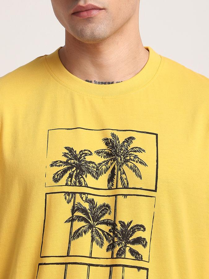 Men Cotton Relaxed Fit Crew Neck Graphic T-shirt